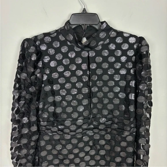 House of Harlow 1960 x REVOLVE Black Metallic Dot Carlo Mini Dress XL - Picture 4 of 10